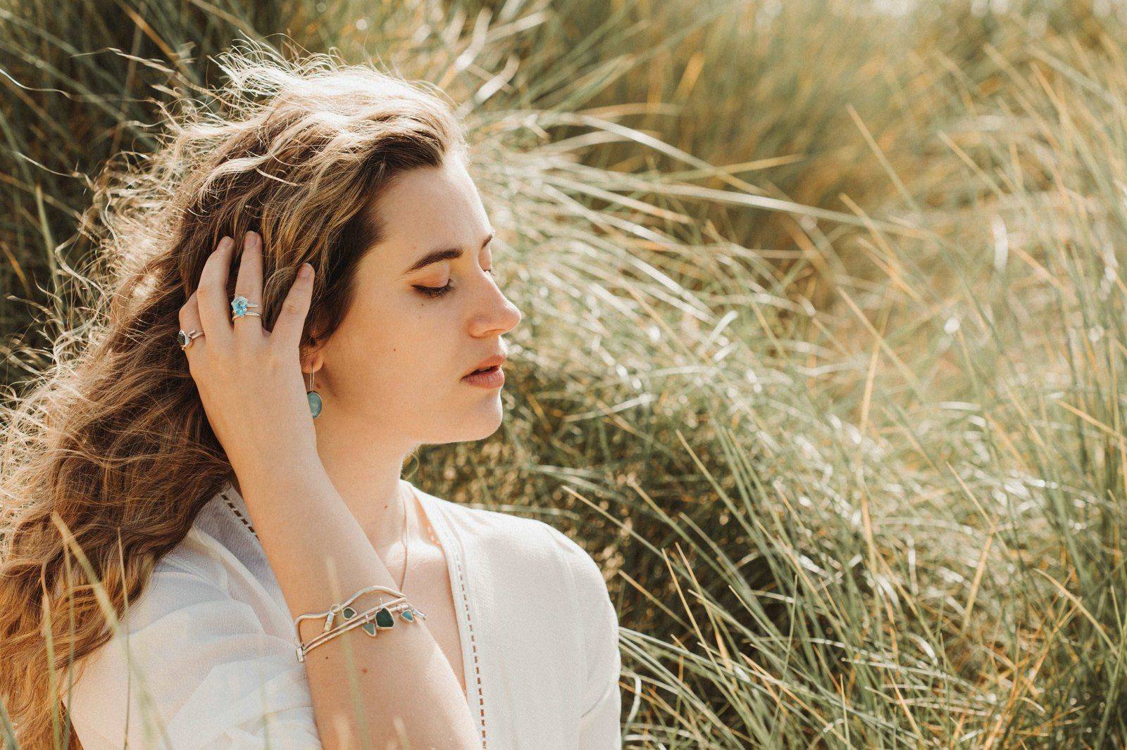 Green sea glass bangle | bangle | Louella Jewellery