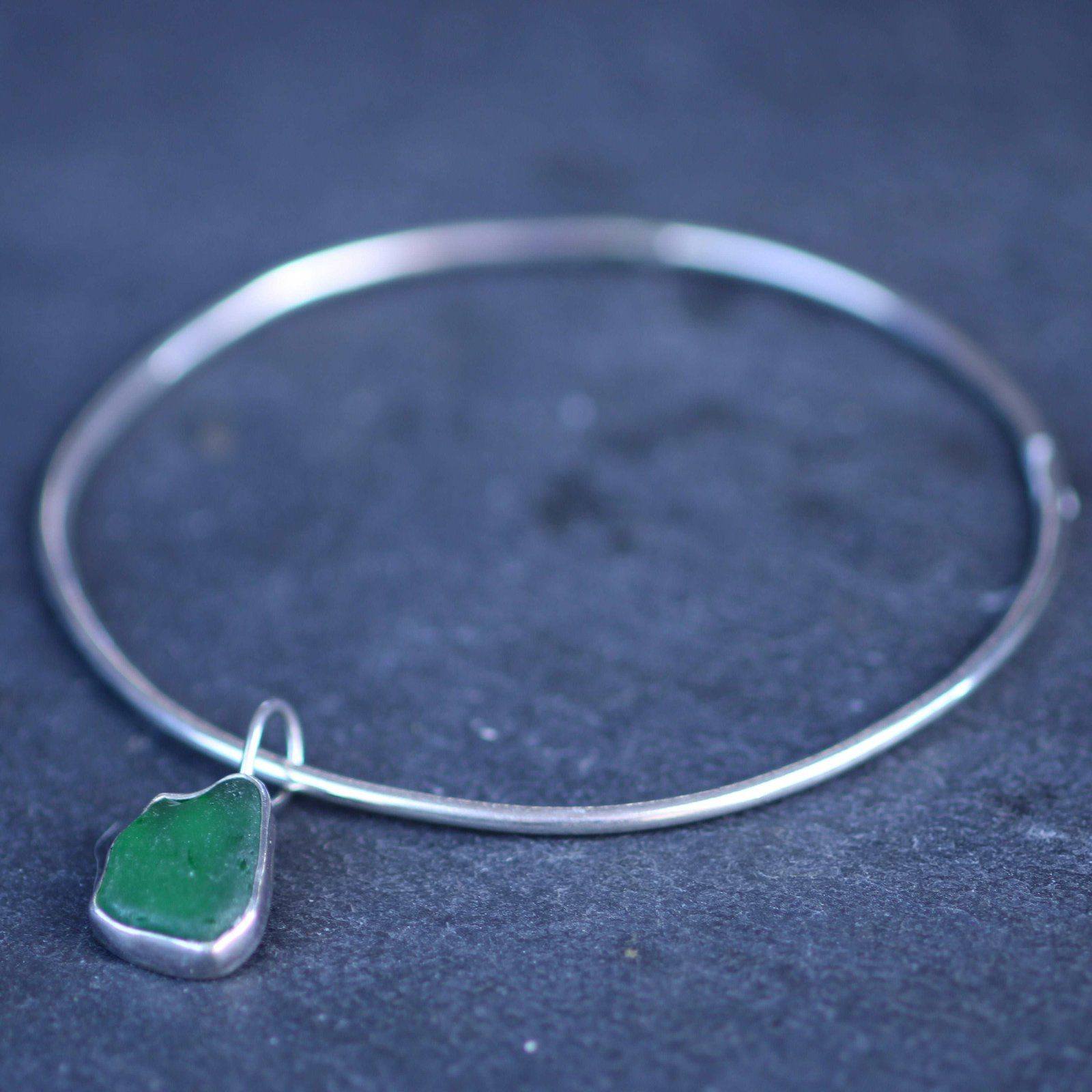 Green sea glass bangle | bangle | Louella Jewellery