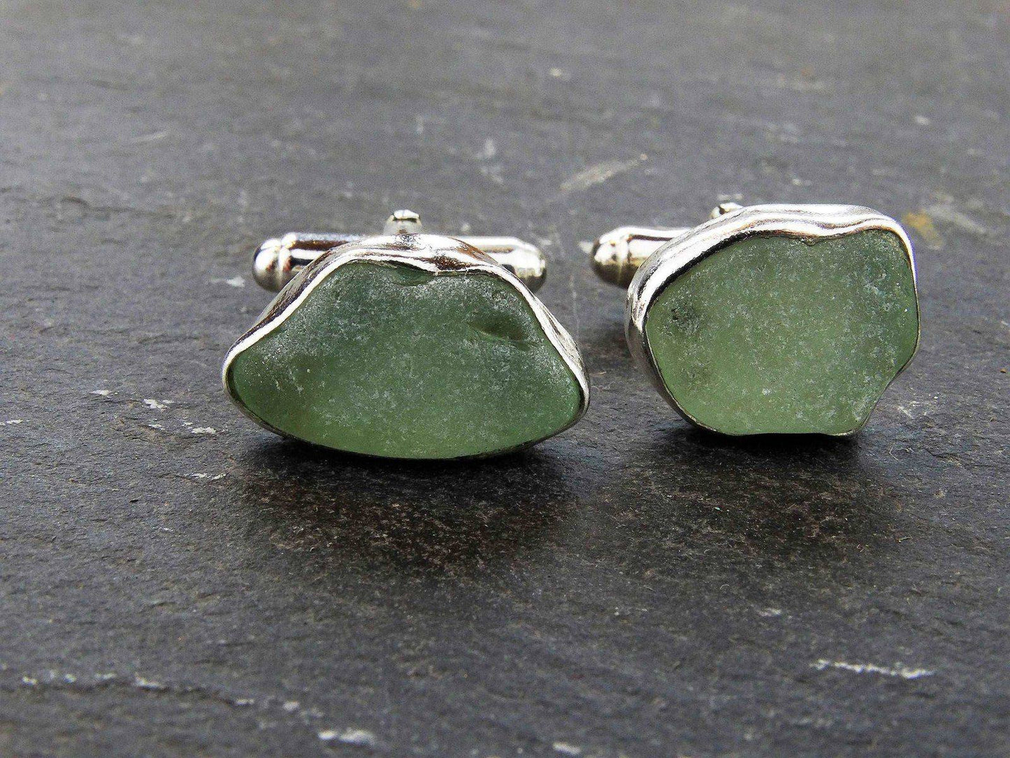 Turquoise sea glass cuff-links | cuff links | Louella Jewellery