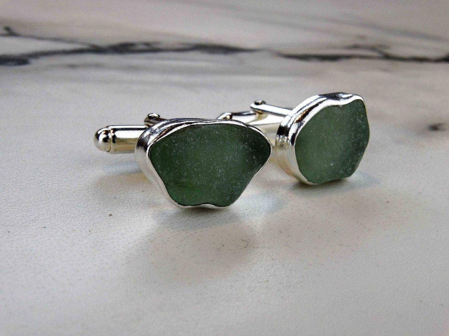 Turquoise sea glass cuff-links | cuff links | Louella Jewellery