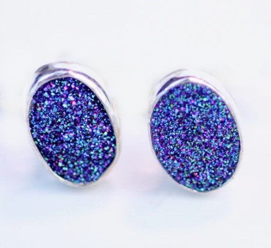 Rainbow druzy stud earrings louella-jewellery