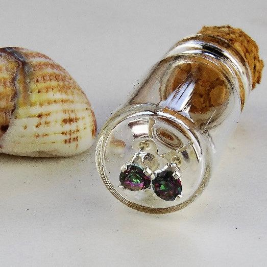 Mystic fire topaz stud earrings louella-jewellery
