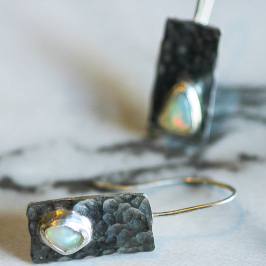 Rough opal earrings louella-jewellery