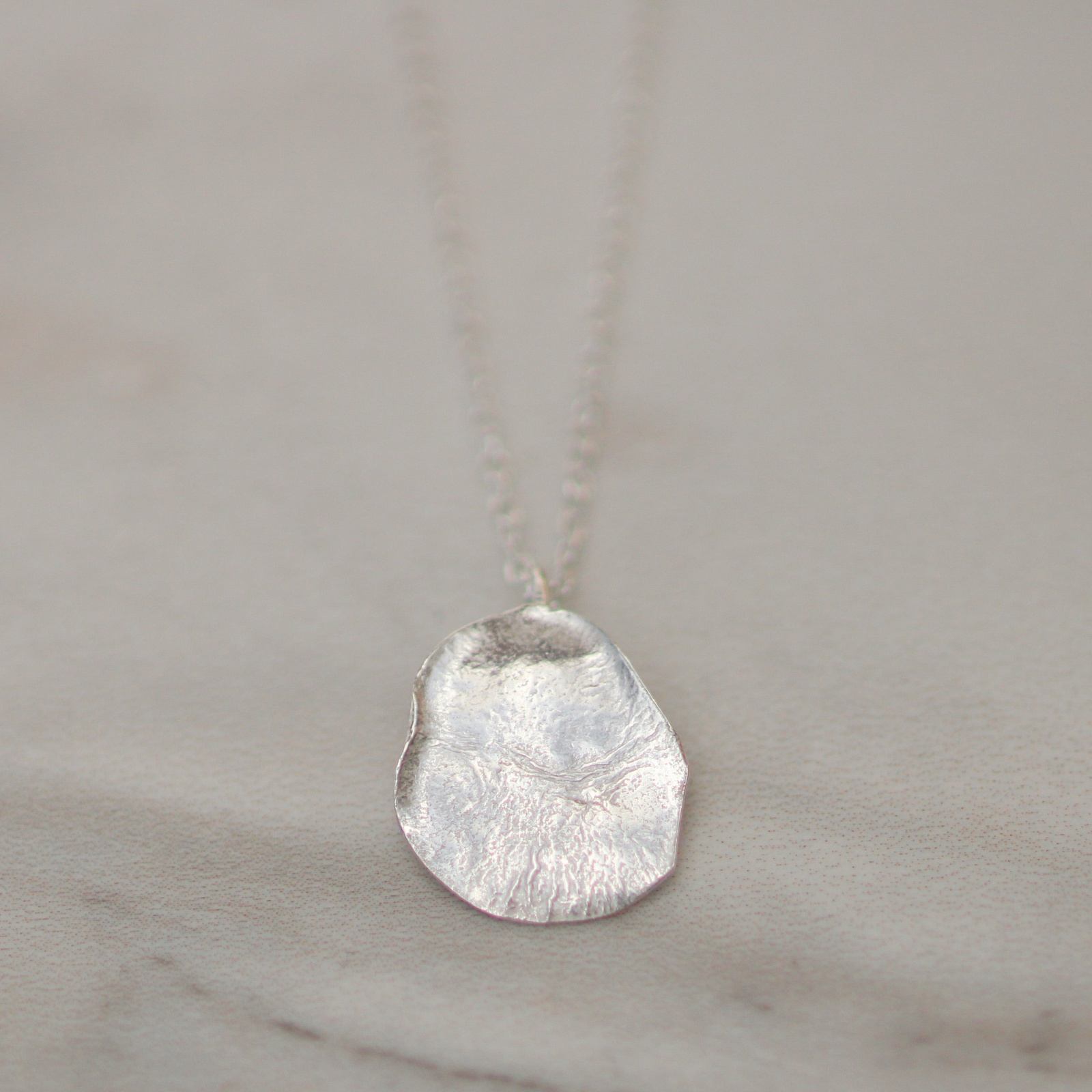 Textured eco silver pendant necklace louella-jewellery
