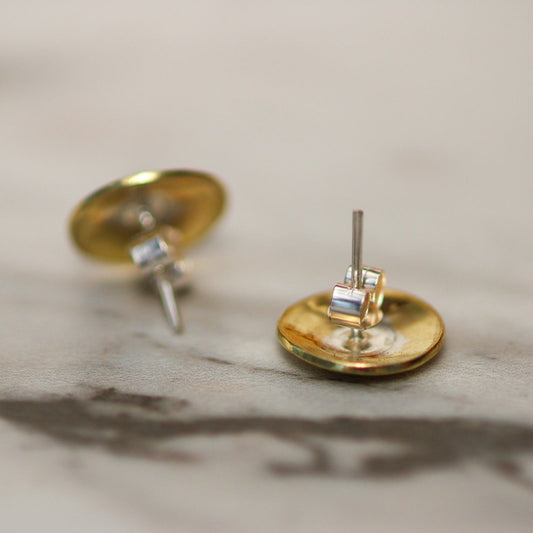 Brushed brass stud earrings louella-jewellery