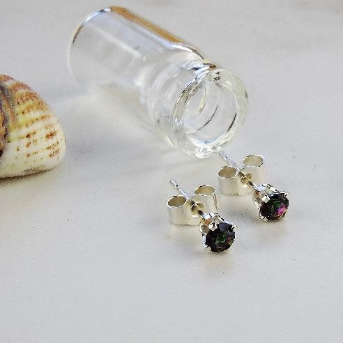 Mystic fire topaz stud earrings louella-jewellery