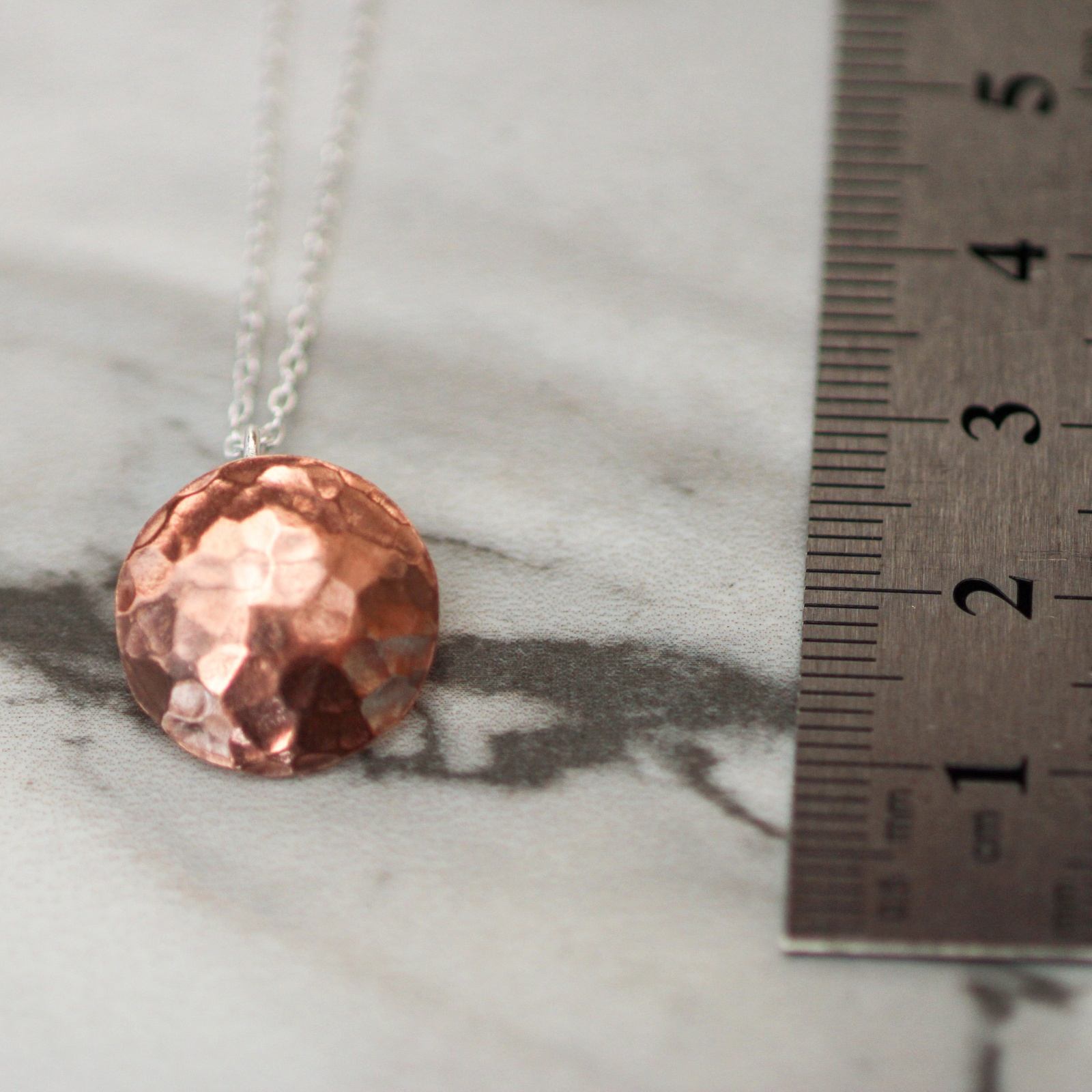 Hammered copper disc necklace louella-jewellery