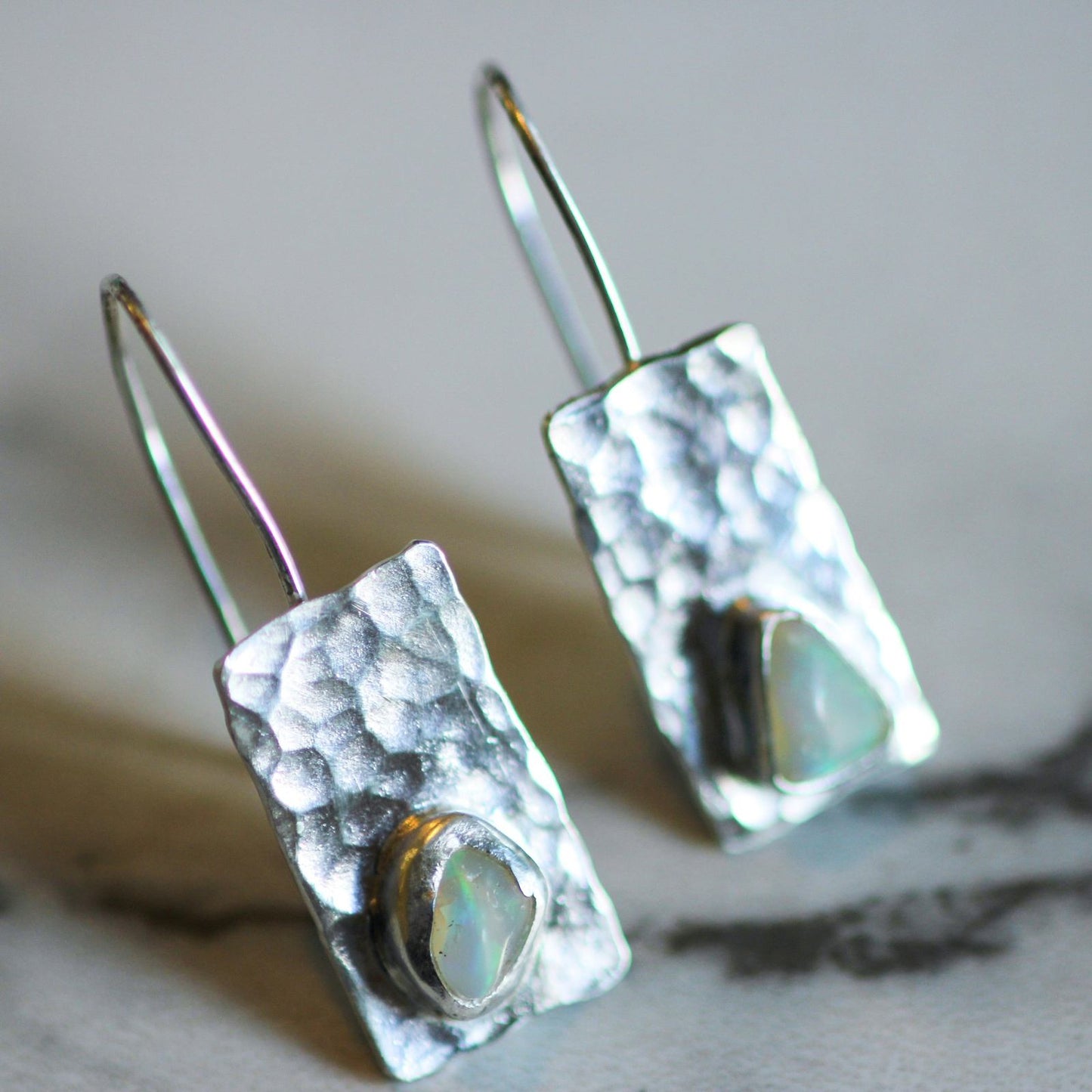 Rough opal earrings louella-jewellery