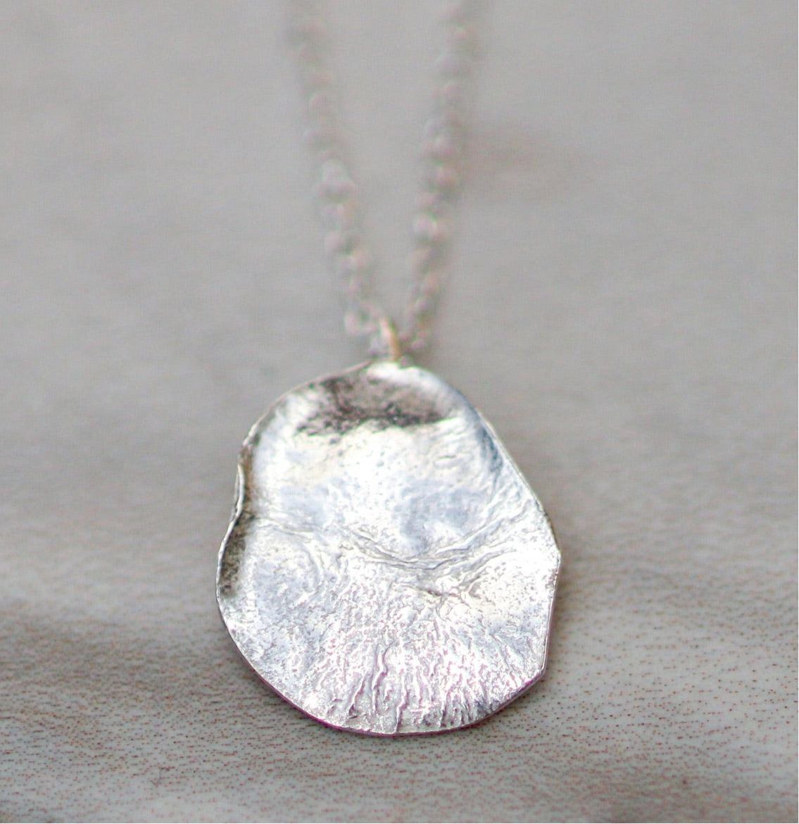 Textured eco silver pendant necklace louella-jewellery