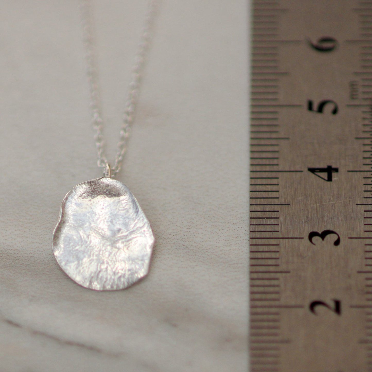 Textured eco silver pendant necklace louella-jewellery