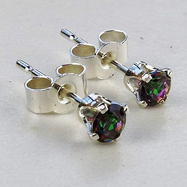 Mystic fire topaz stud earrings louella-jewellery