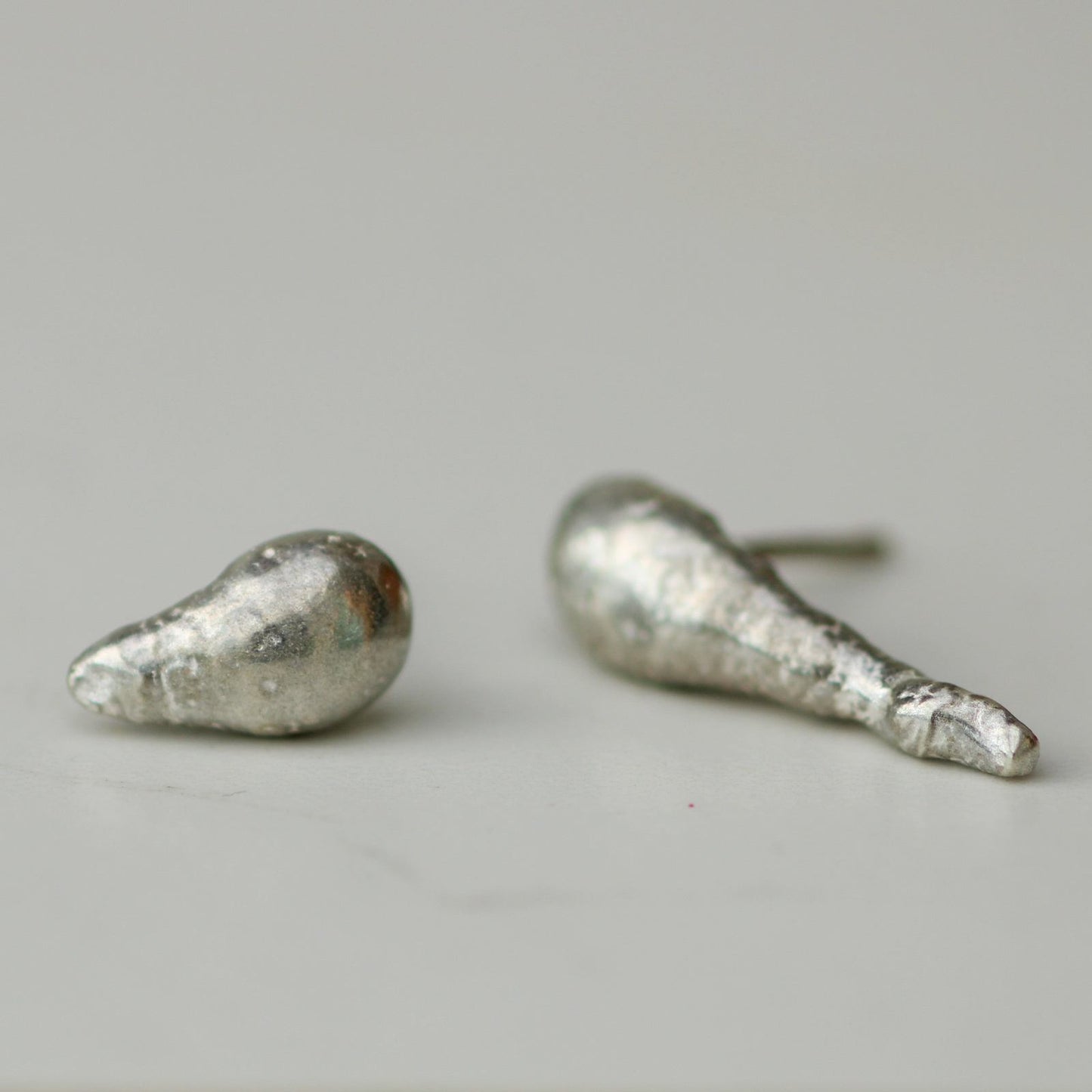 Eco-silver mismatched droplet earrings louella-jewellery