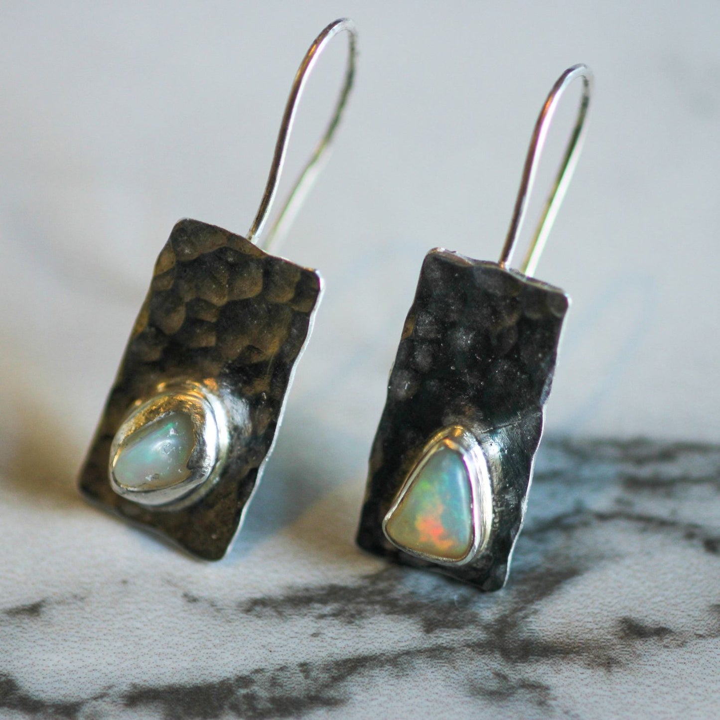 Rough opal earrings louella-jewellery