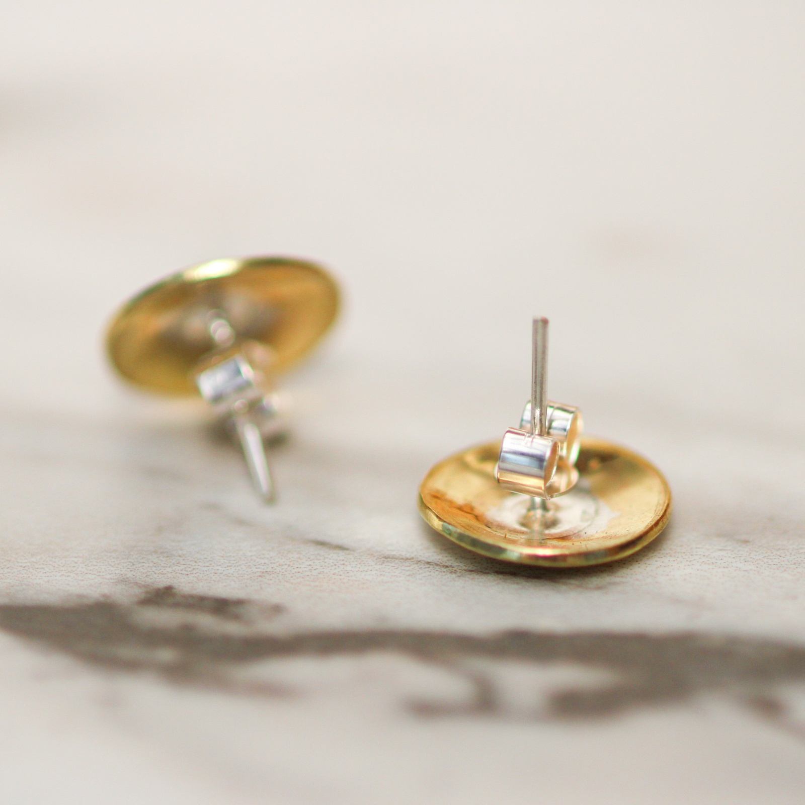 Brushed brass stud earrings louella-jewellery