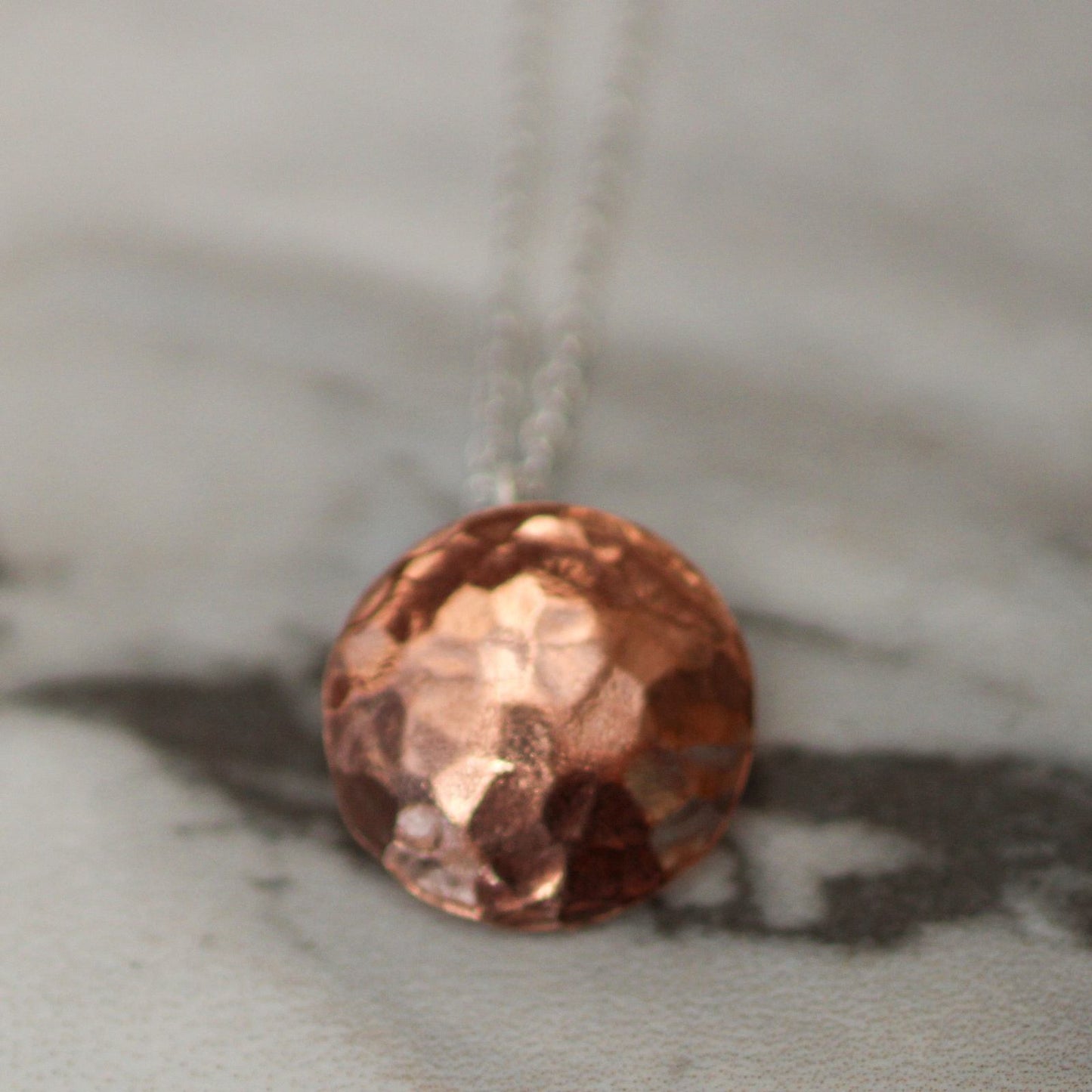 Hammered copper disc necklace louella-jewellery