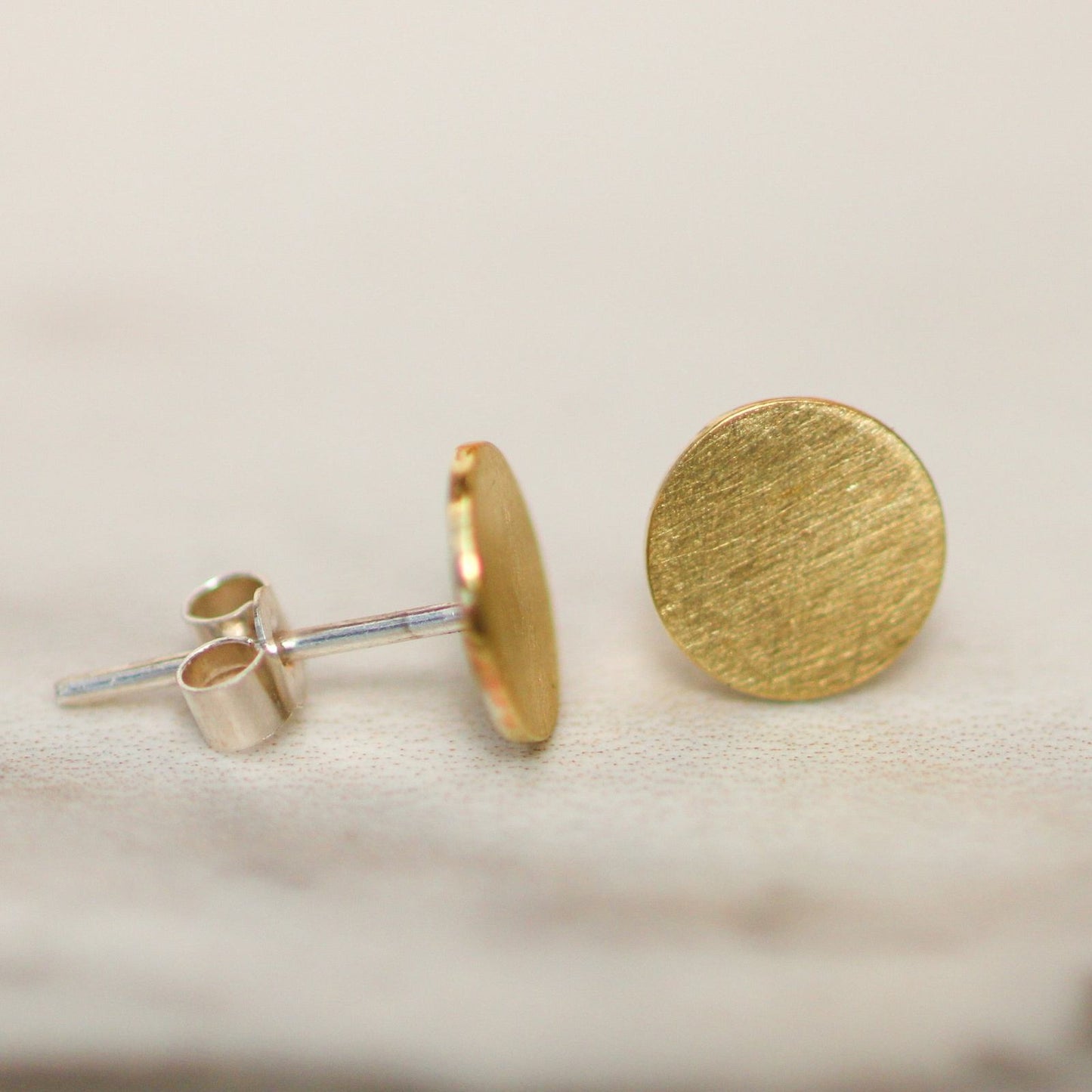 Small brushed brass studs louella-jewellery