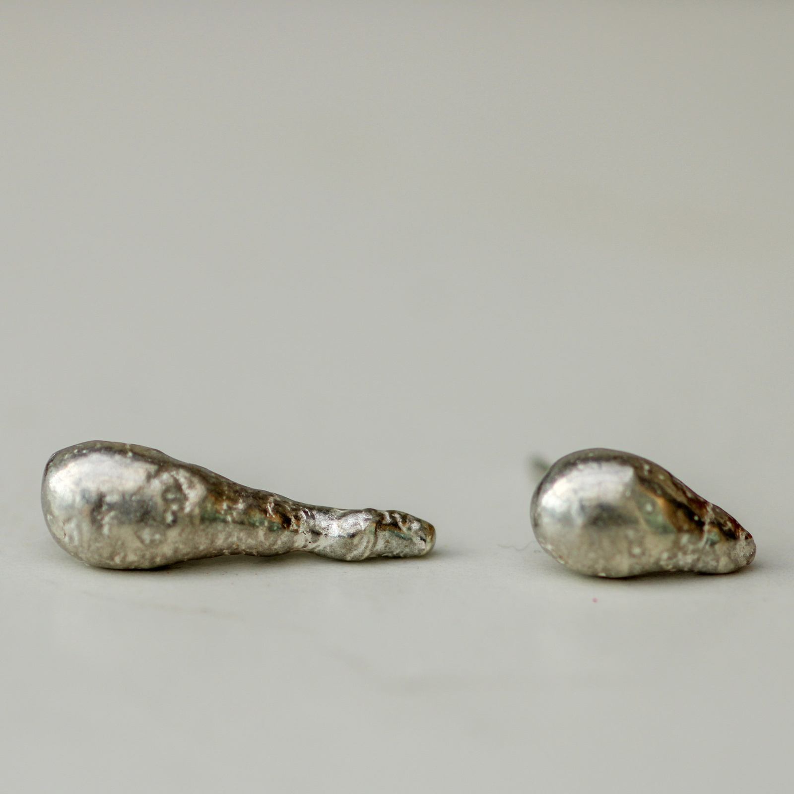 Eco-silver mismatched droplet earrings louella-jewellery