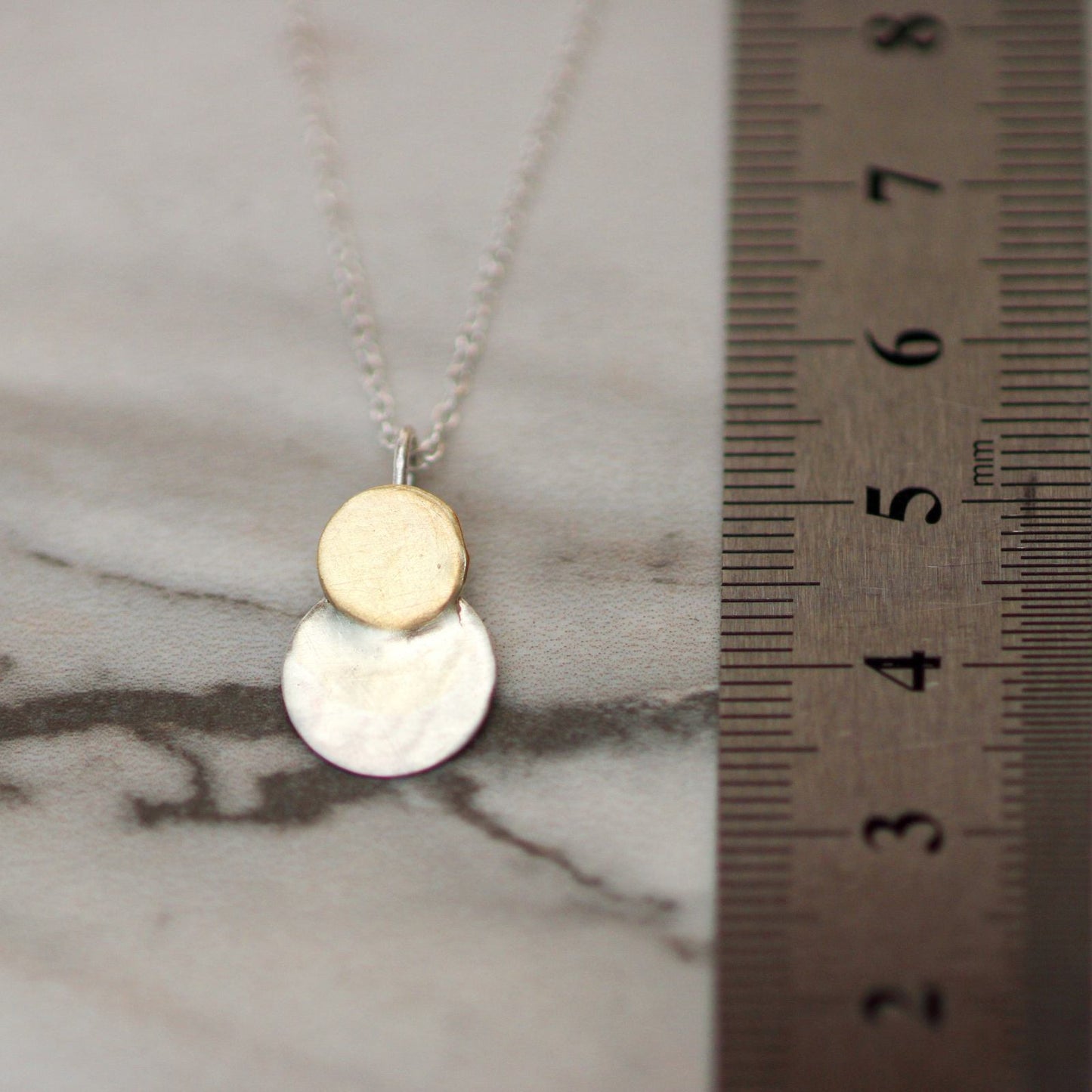 Brass and eco silver moon pendant louella-jewellery