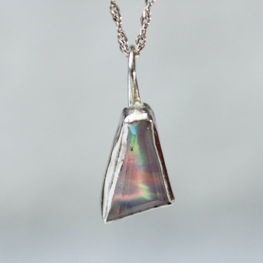 Pink, green and purple flash opal necklace louella-jewellery