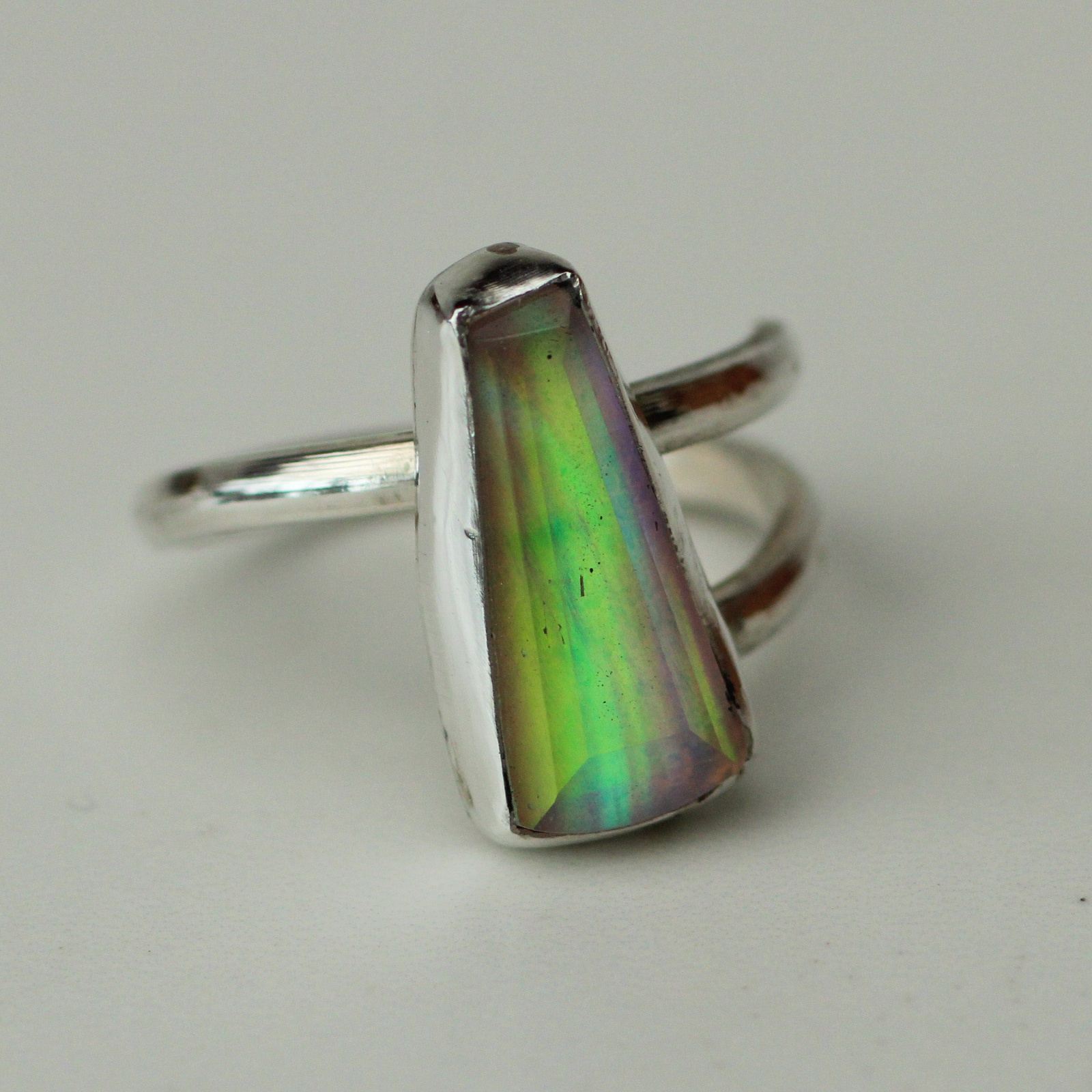 Pink & green flash opal ring louella-jewellery